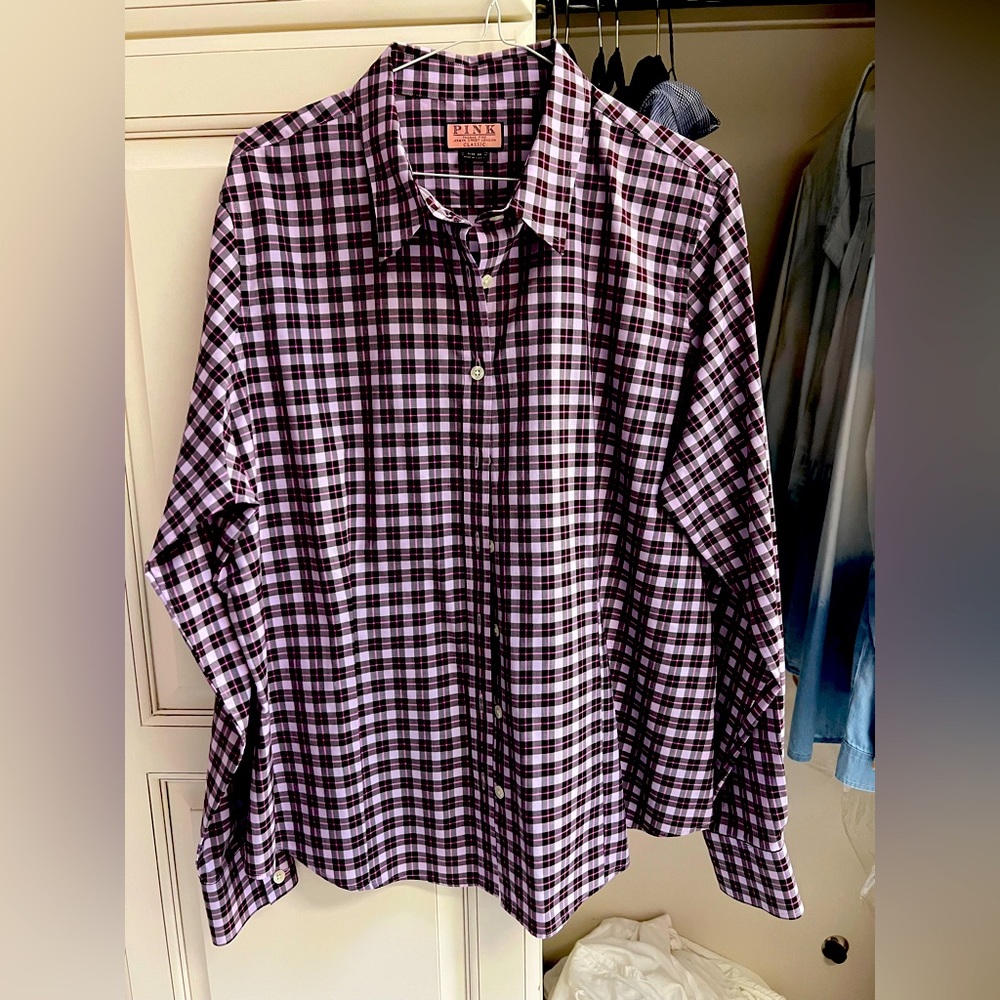 Like New Thomas Pink London Women’s XL tailored cotton poplin button down purple